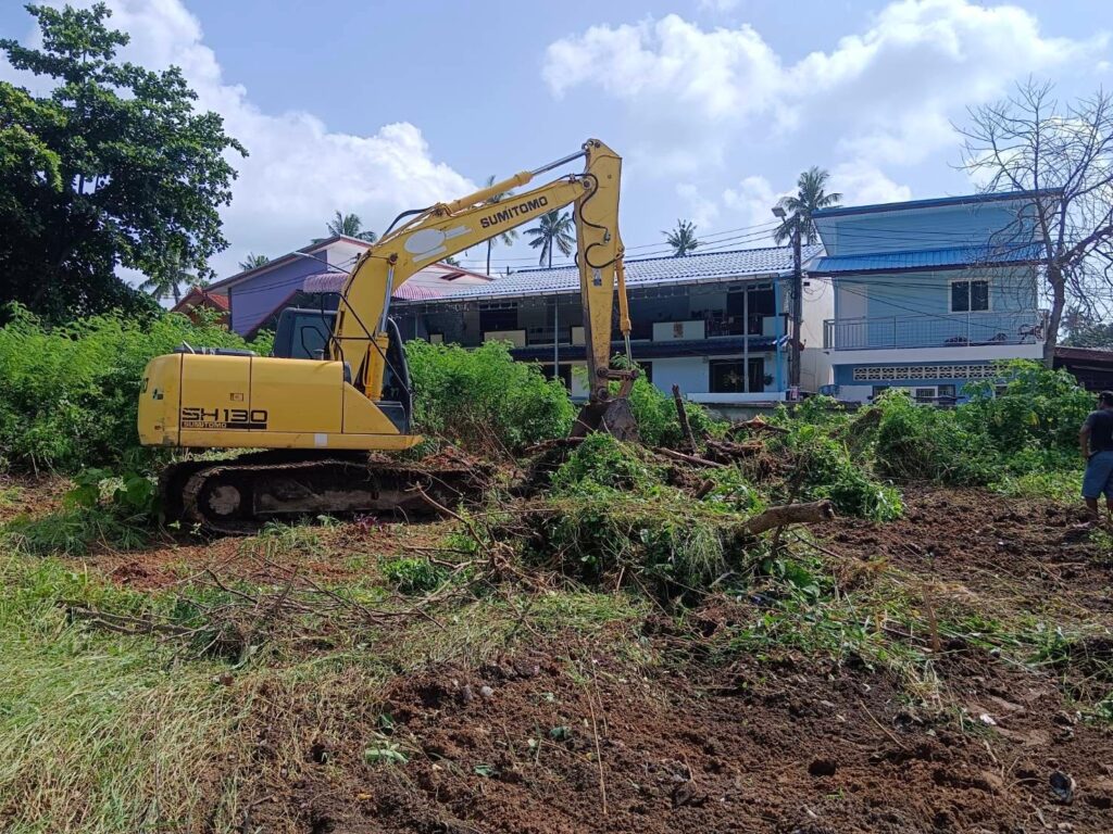 Piano Villas Phuket building permit approved villa construction site clearing excavator preparation