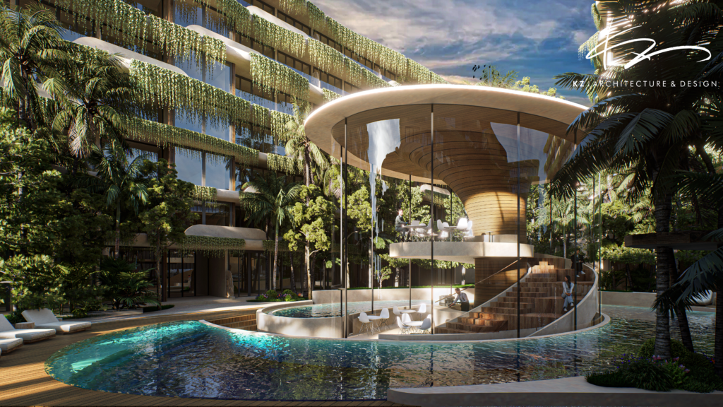 Shaanti Hillview 254-unit condominium aerial view Layan Phuket - KZ Architecture